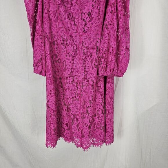 Trina Turk Azul Off The Shoulder Lace Dress in Brilliant Fushia Women's Size 12 - Picture 9 of 11